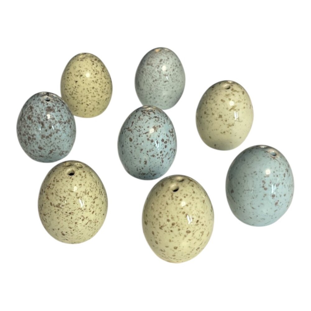 Set of 8 Ceramic Speckled Egg Salt & Pepper Shakers – Pastel Farmhouse Spring Ea